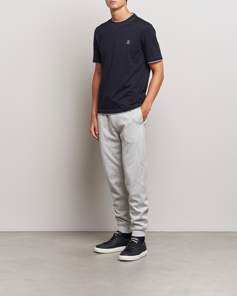 Homme | T-shirts | Brunello Cucinelli | Short Sleeve Logo T-Shirt Navy
