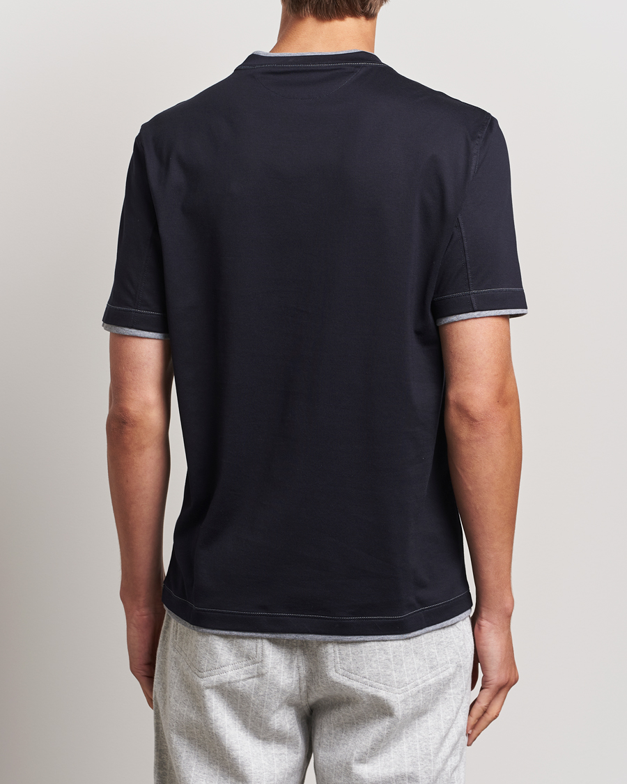 Homme | T-shirts | Brunello Cucinelli | Short Sleeve Logo T-Shirt Navy
