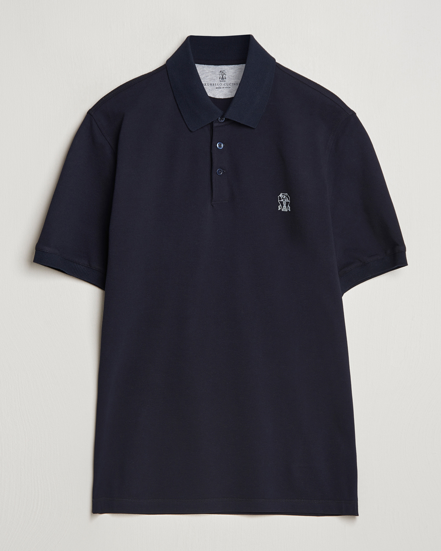 Homme | Polos | Brunello Cucinelli | Short Sleeve Logo Polo Navy