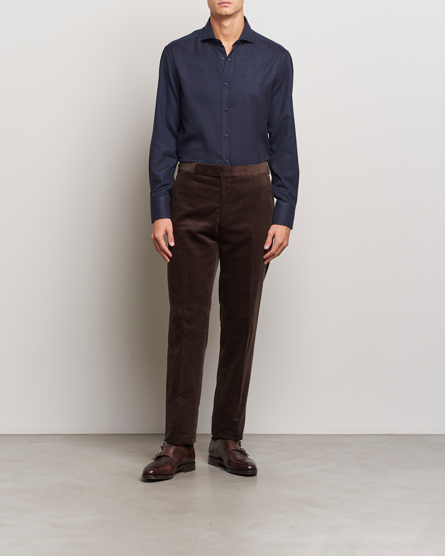 Homme | Chemises | Brunello Cucinelli | Slim Fit Flannel Shirt Navy
