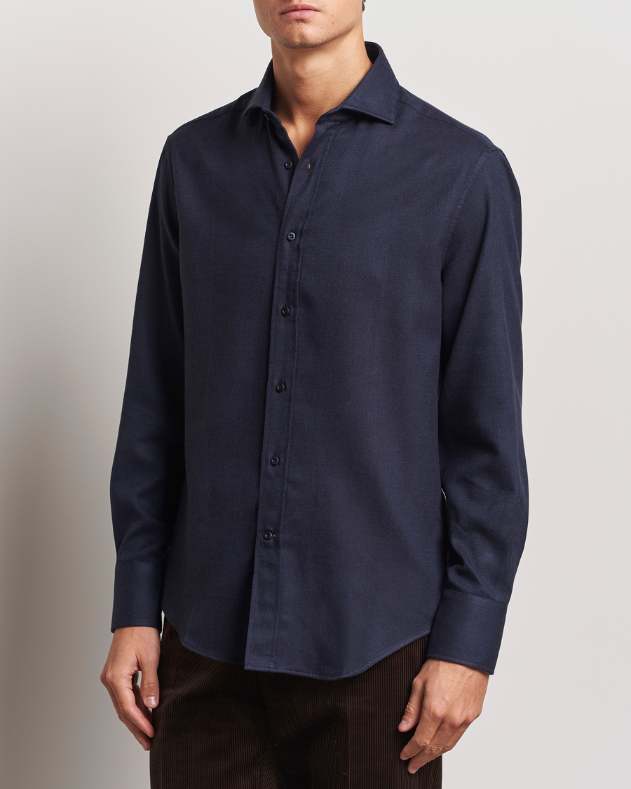 Homme | Chemises | Brunello Cucinelli | Slim Fit Flannel Shirt Navy