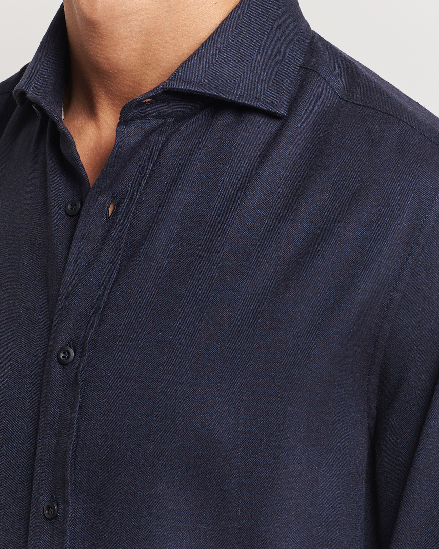 Homme | Chemises | Brunello Cucinelli | Slim Fit Flannel Shirt Navy