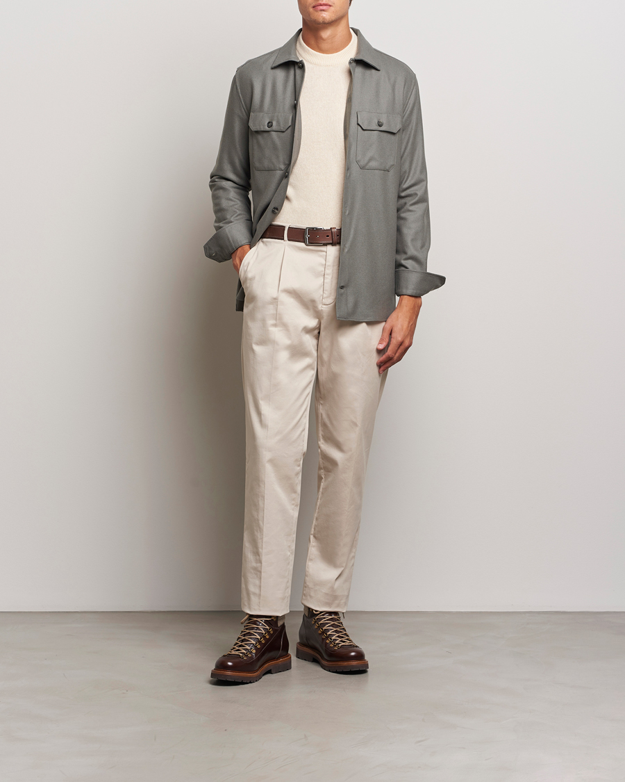 Homme | Chemises | Brunello Cucinelli | Double Pocket Overshirt Olive