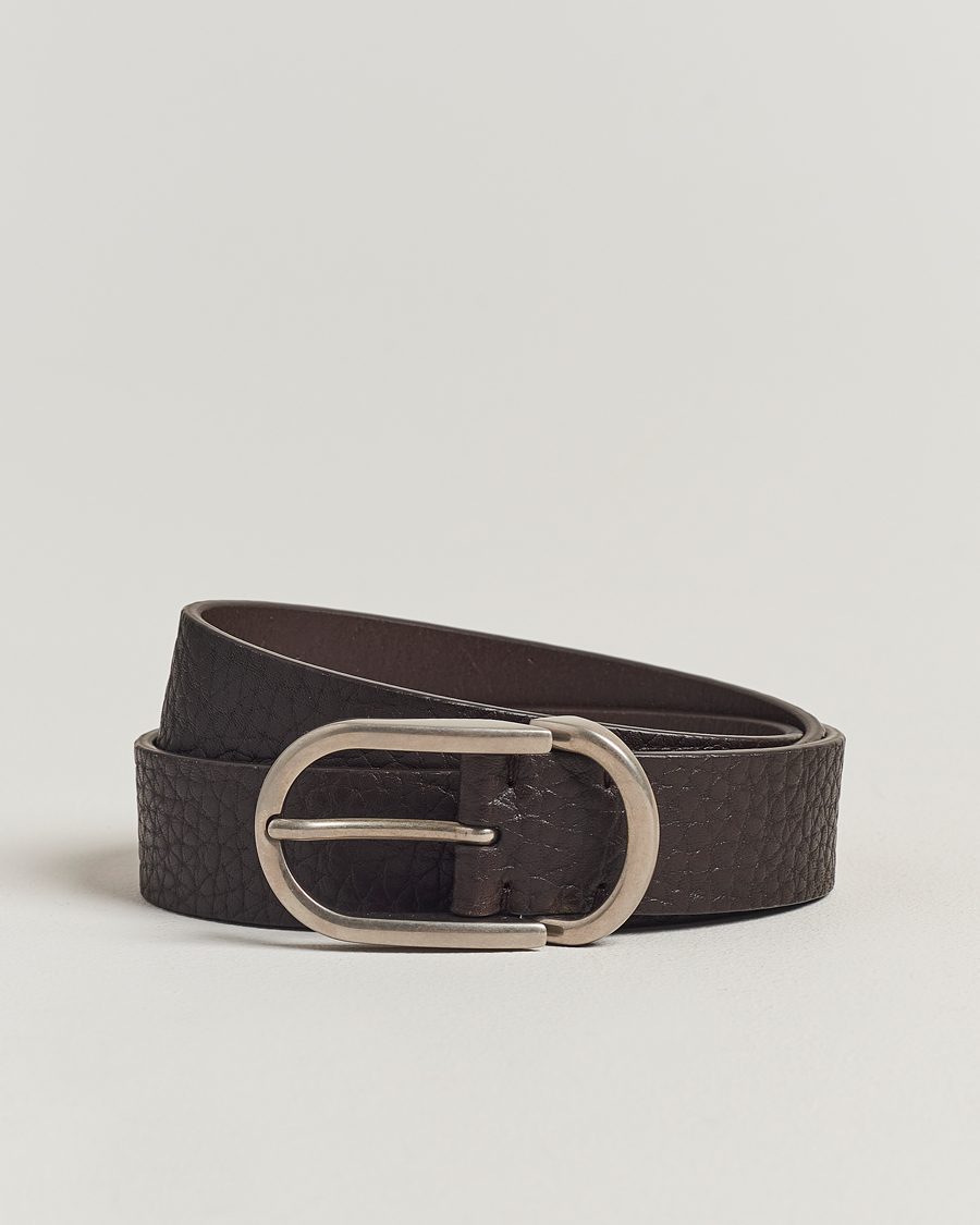 Homme | Brunello Cucinelli Grain Leather Belt Dark Brown | Brunello Cucinelli | Grain Leather Belt Dark Brown