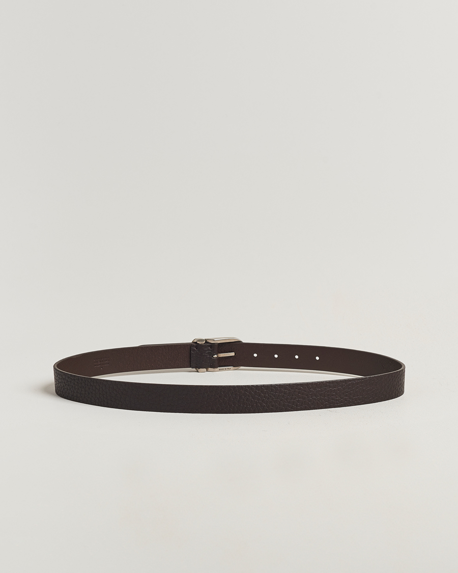 Homme | Brunello Cucinelli Grain Leather Belt Dark Brown | Brunello Cucinelli | Grain Leather Belt Dark Brown