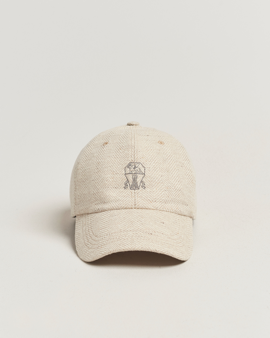 Homme | Brunello Cucinelli Herringbone Flannel Cap Light Beige | Brunello Cucinelli | Herringbone Flannel Cap Light Beige