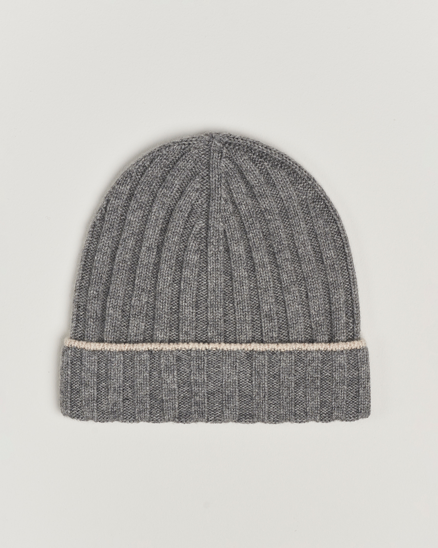 Homme | Brunello Cucinelli Cashmere Contrast Beanie Grey Melange | Brunello Cucinelli | Cashmere Contrast Beanie Grey Melange