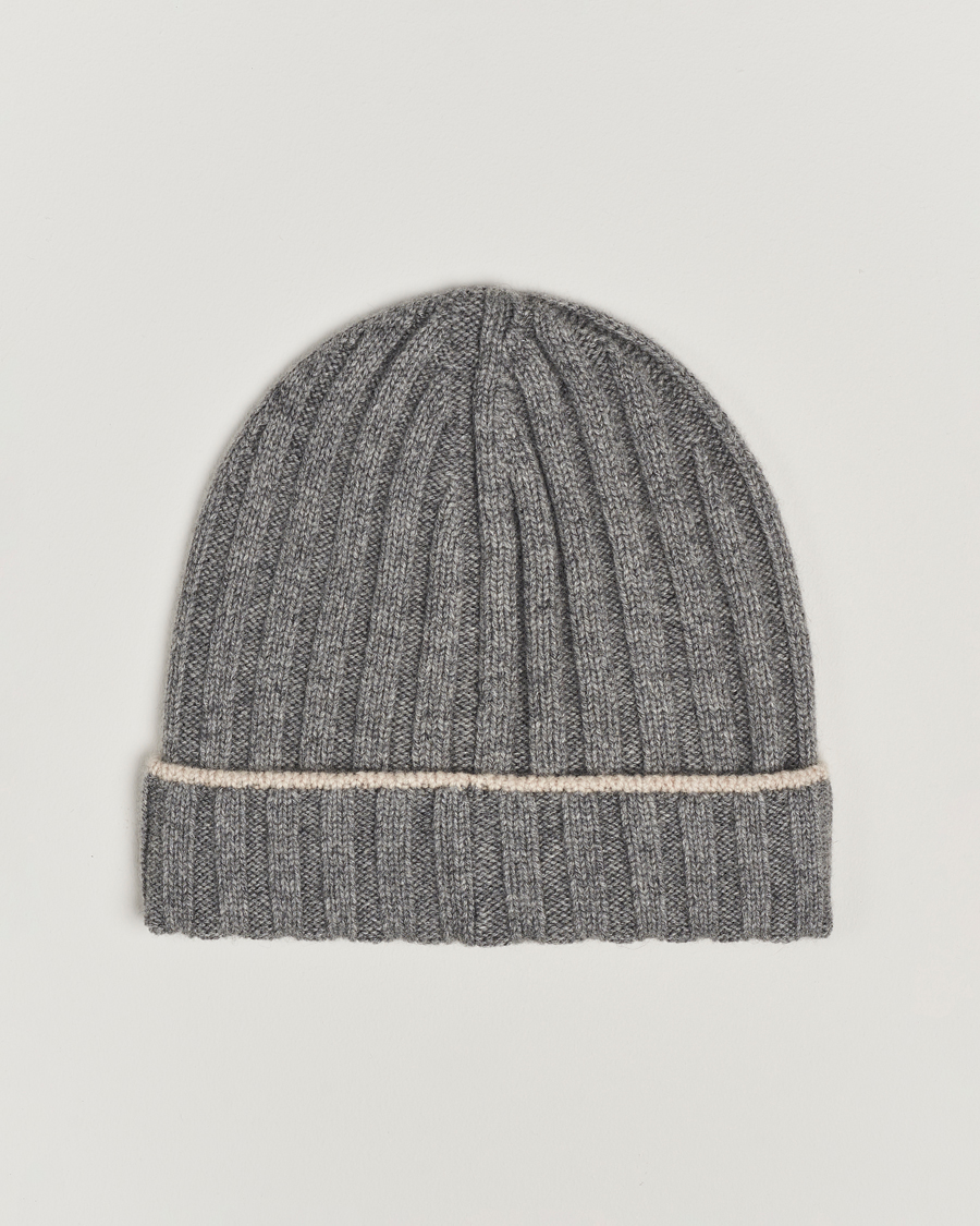 Homme | Brunello Cucinelli Cashmere Contrast Beanie Grey Melange | Brunello Cucinelli | Cashmere Contrast Beanie Grey Melange