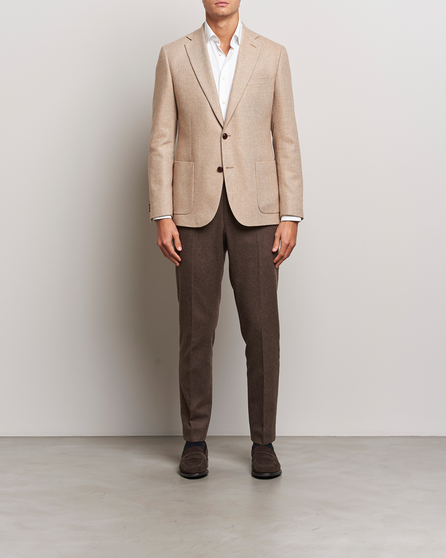 Homme | Blazers | Morris | Tweed Herringbone Blazer Brown