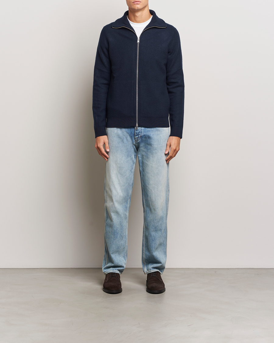 Homme | Pulls Et Tricots | Morris | York Knitted Zip Jacket Navy