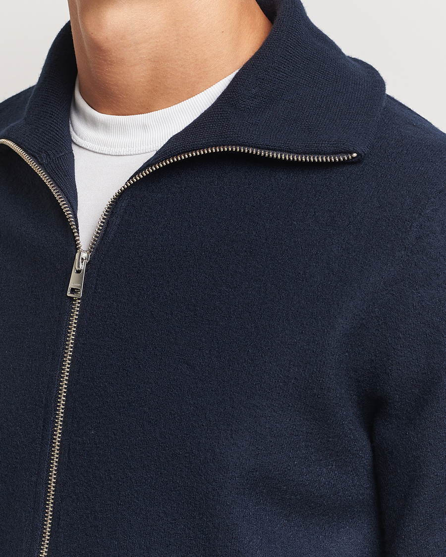 Homme | Pulls Et Tricots | Morris | York Knitted Zip Jacket Navy