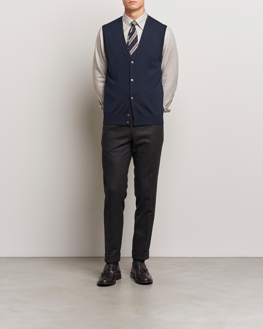 Homme | Pulls Et Tricots | Morris | Merino Slipover Vest Navy