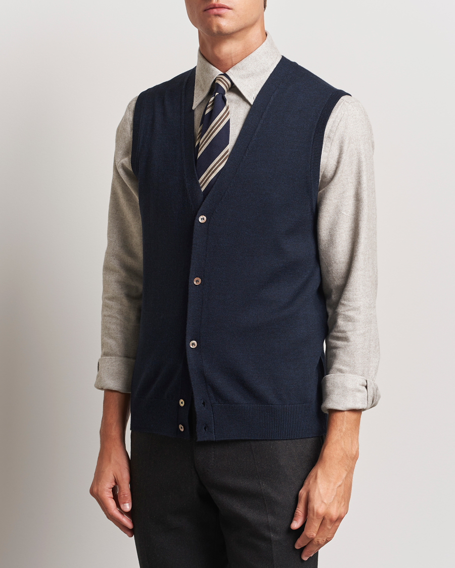 Homme | Pulls Et Tricots | Morris | Merino Slipover Vest Navy
