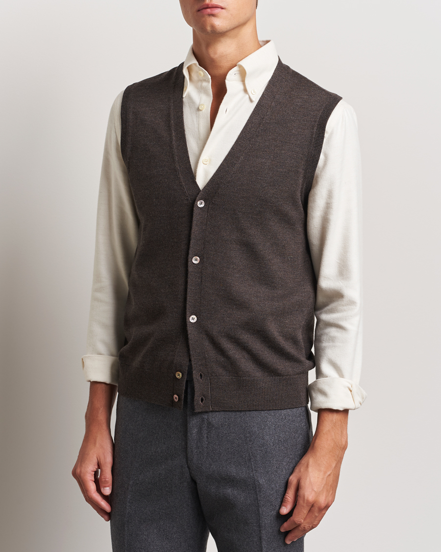Homme | Pulls Et Tricots | Morris | Merino Slipover Vest Brown