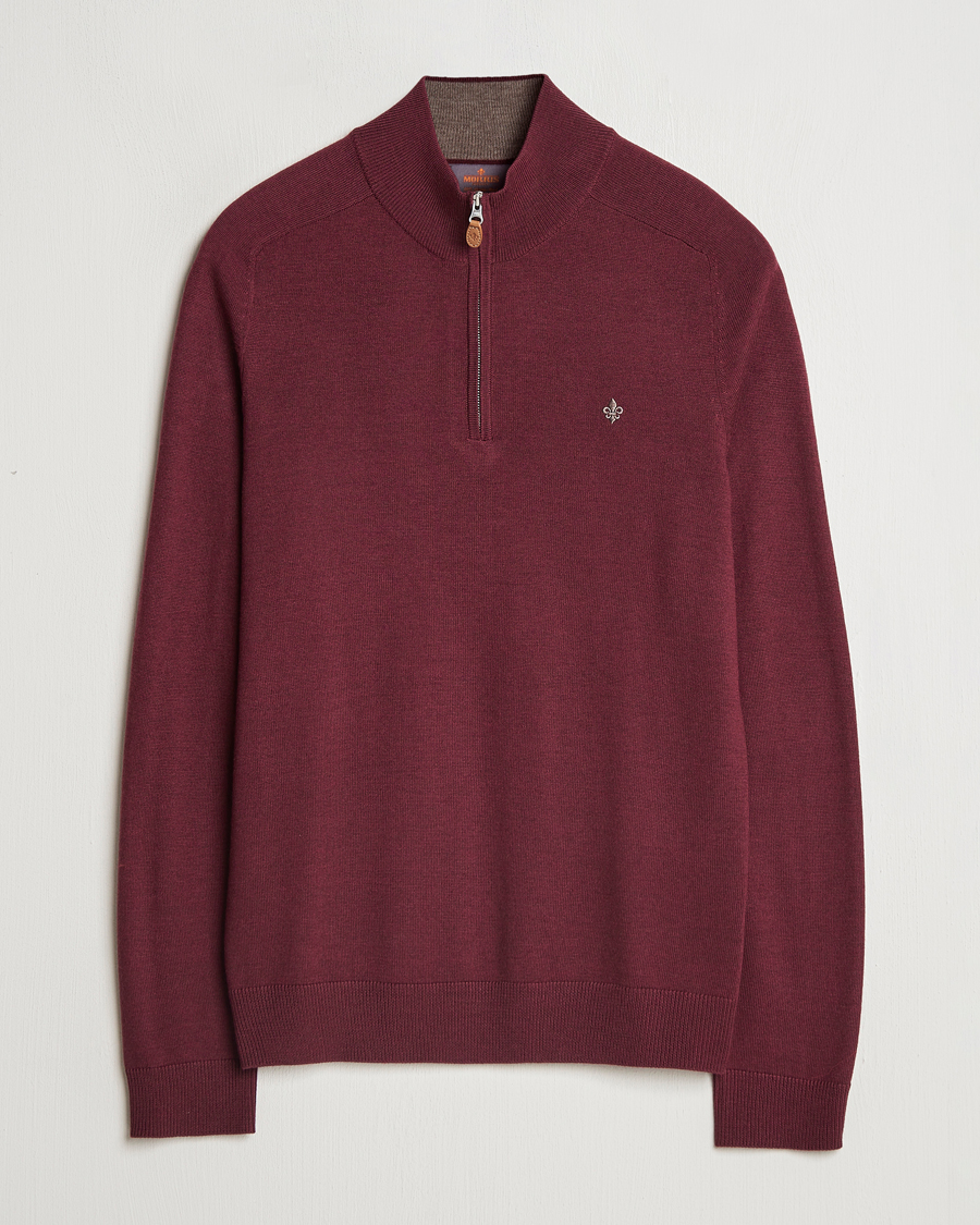 Homme | Pulls Et Tricots | Morris | John Merino Half Zip Wine Red