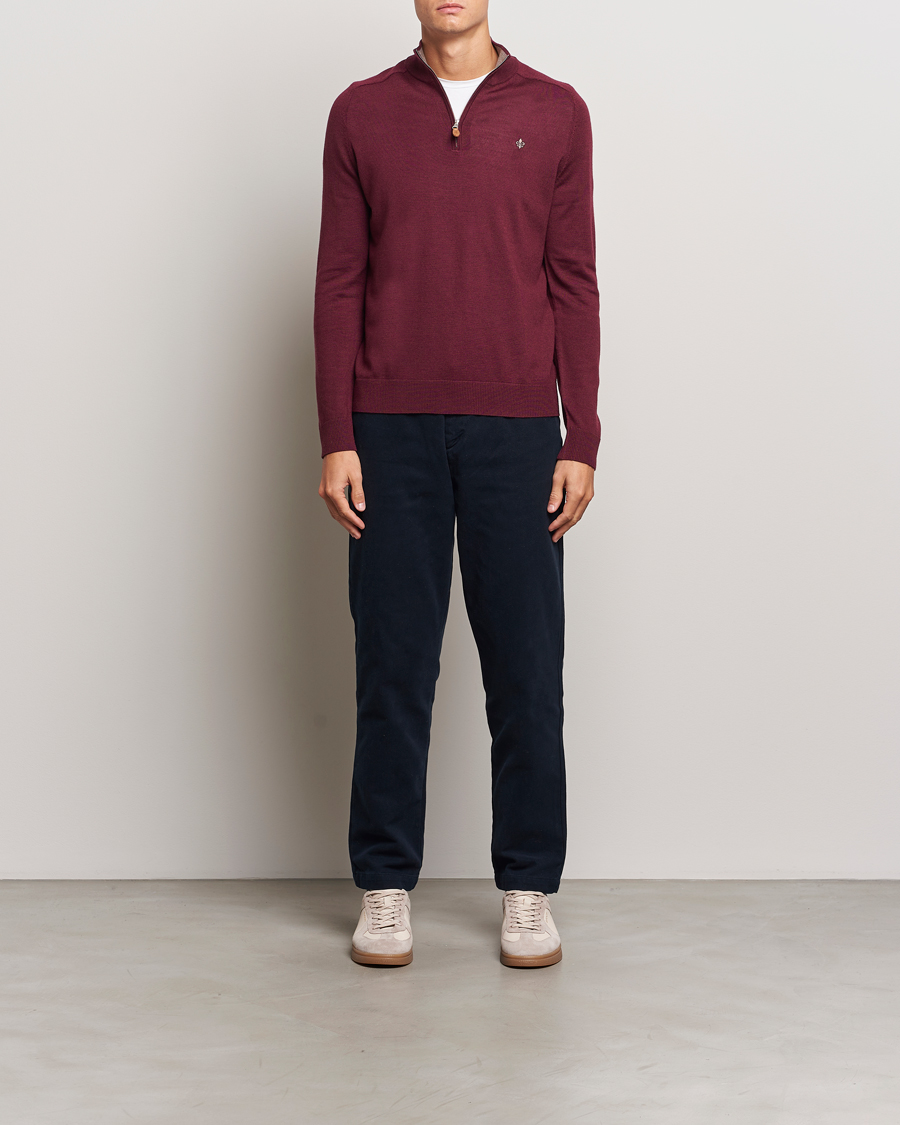Homme | Pulls Et Tricots | Morris | John Merino Half Zip Wine Red