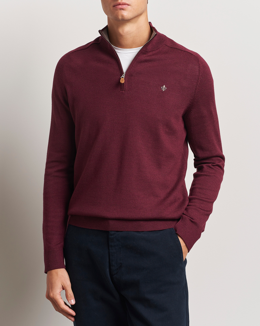 Homme | Pulls Et Tricots | Morris | John Merino Half Zip Wine Red