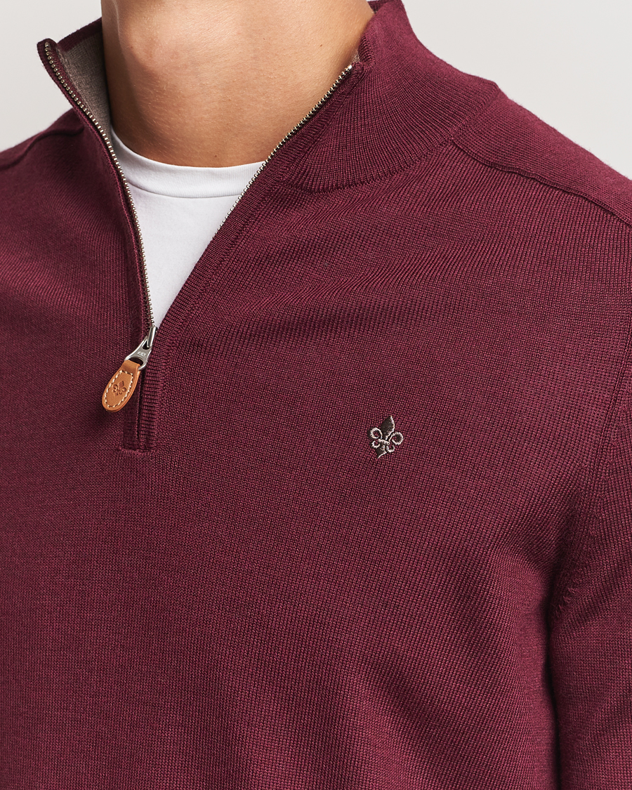 Homme | Pulls Et Tricots | Morris | John Merino Half Zip Wine Red
