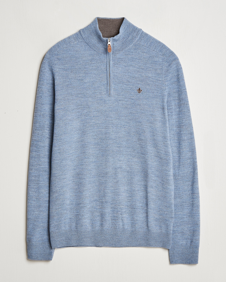 Homme | Pulls Et Tricots | Morris | John Merino Half Zip Light Blue
