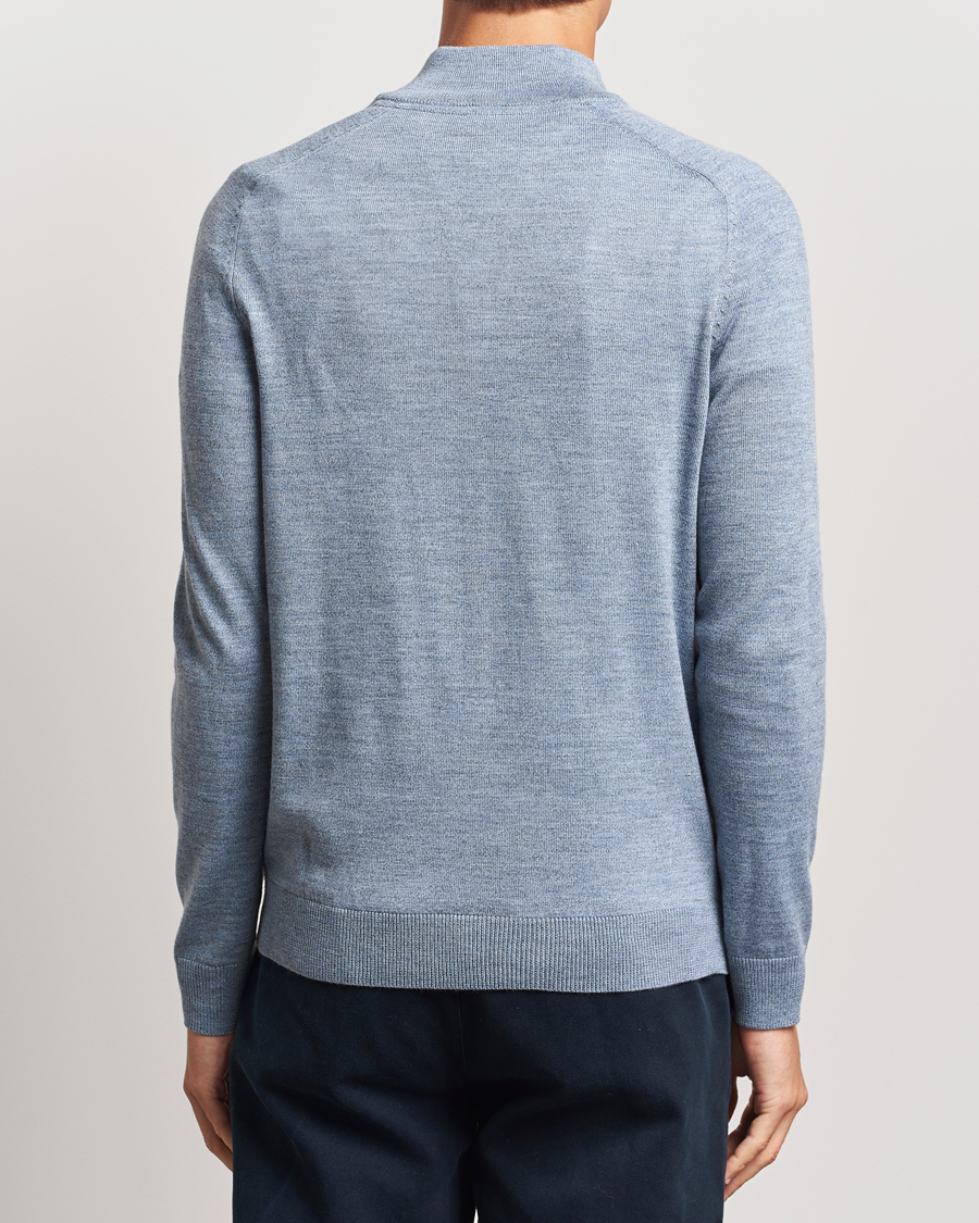 Homme | Pulls Et Tricots | Morris | John Merino Half Zip Light Blue