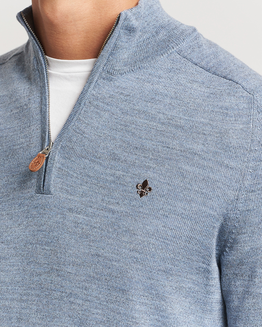 Homme | Pulls Et Tricots | Morris | John Merino Half Zip Light Blue