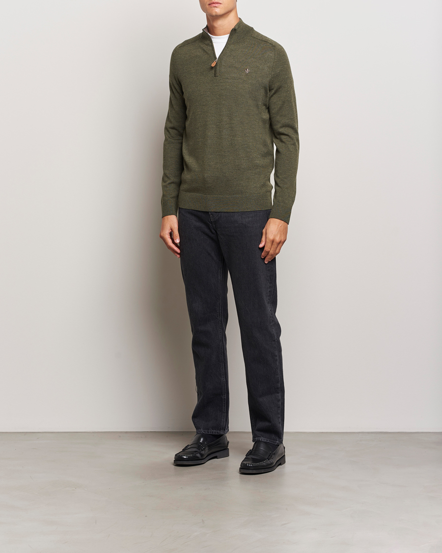 Homme | Pulls Et Tricots | Morris | John Merino Half Zip Olive