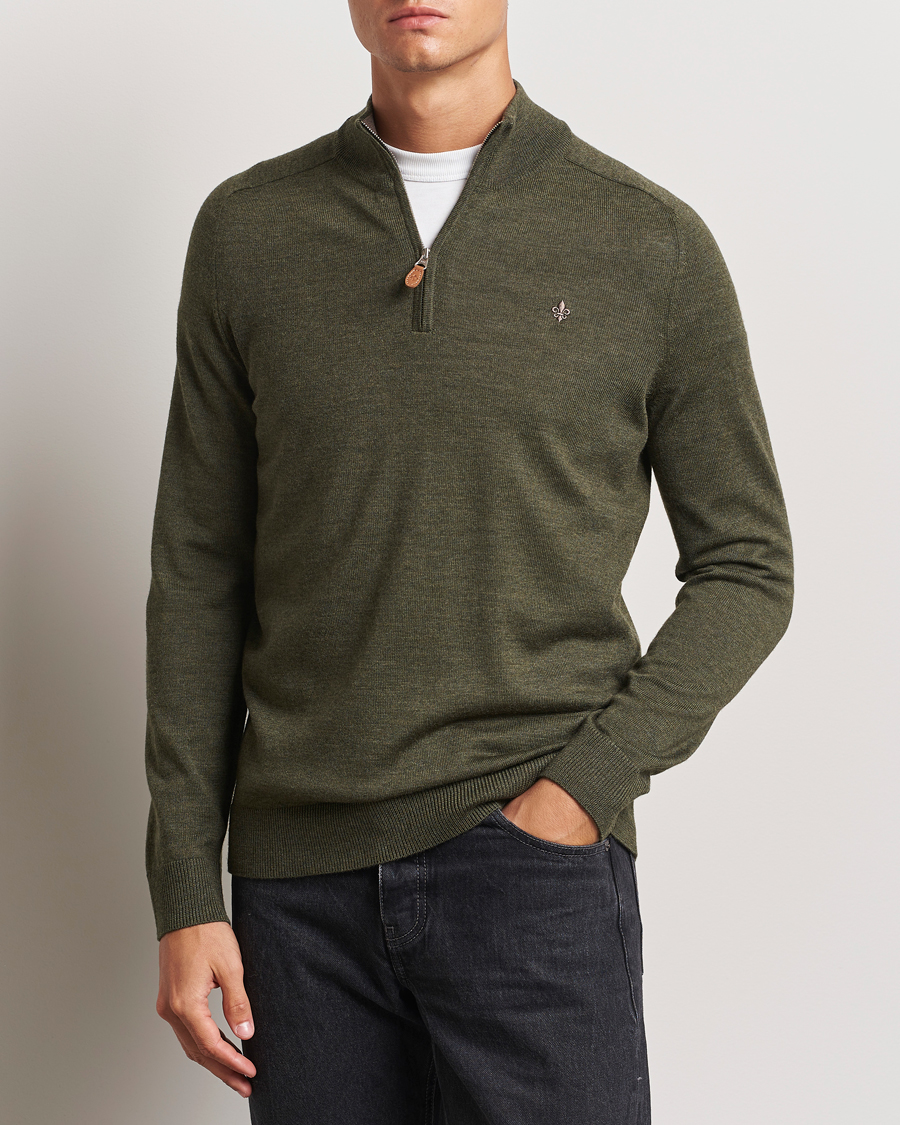 Homme | Pulls Et Tricots | Morris | John Merino Half Zip Olive