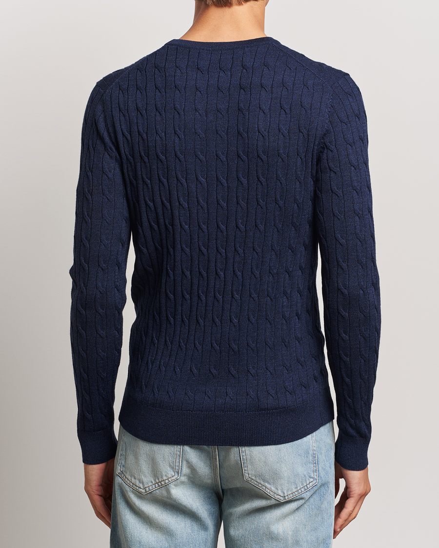 Homme | Pulls Et Tricots | Morris | Merino Cable O-Neck Blue