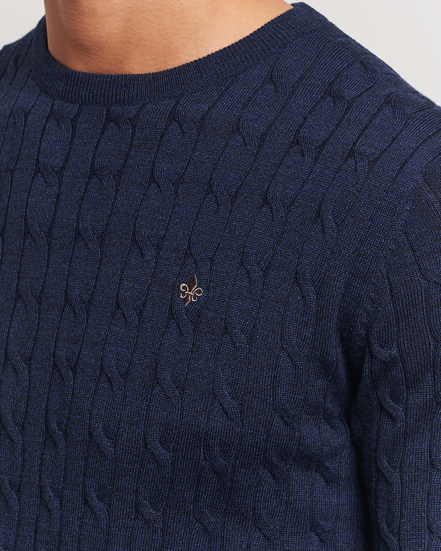 Homme | Pulls Et Tricots | Morris | Merino Cable O-Neck Blue