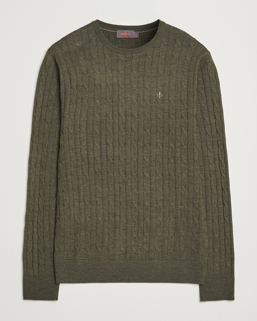 Homme | Pulls Et Tricots | Morris | Merino Cable O-Neck Olive