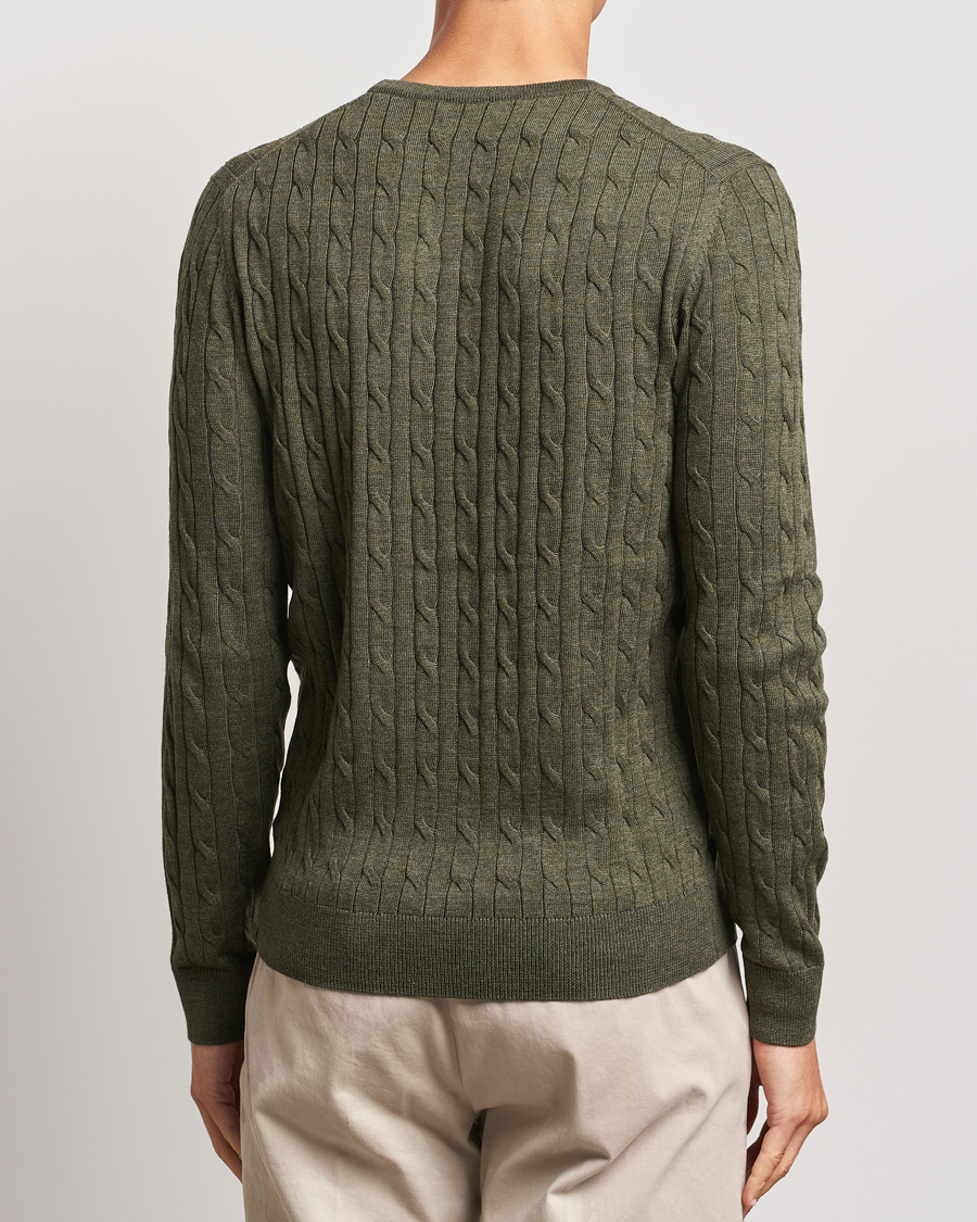 Homme | Pulls Et Tricots | Morris | Merino Cable O-Neck Olive