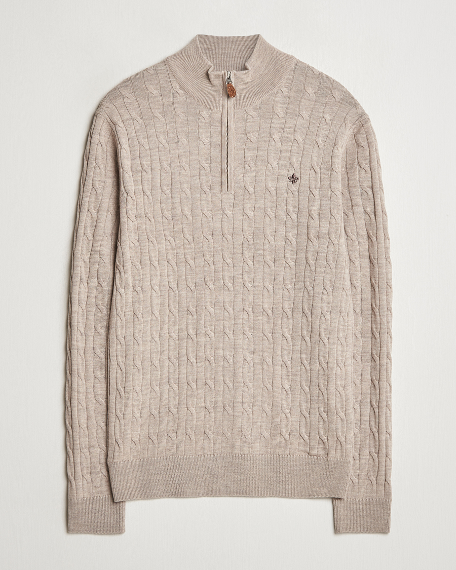 Homme | Pulls Et Tricots | Morris | Merino Cable Half Zip Khaki