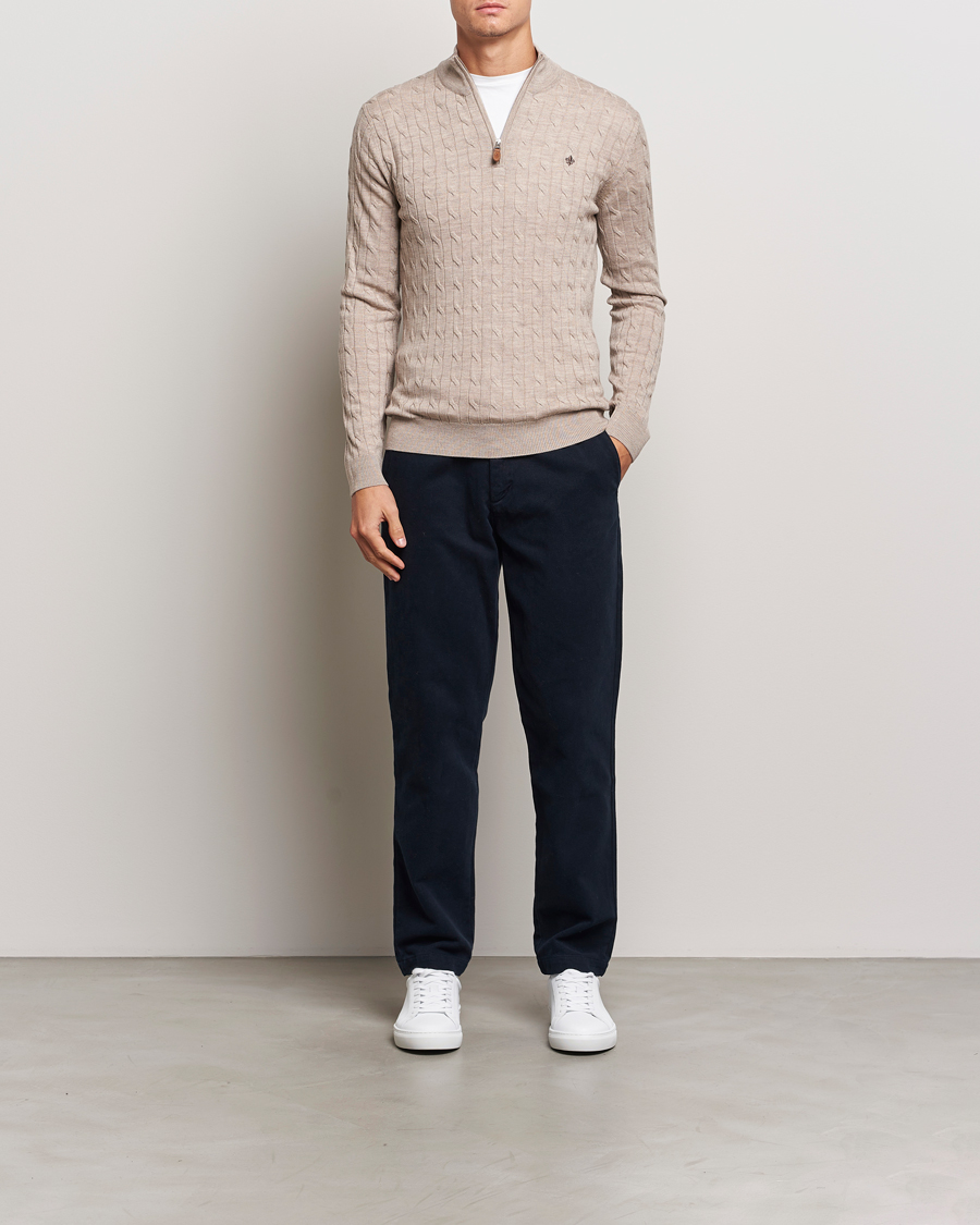 Homme | Pulls Et Tricots | Morris | Merino Cable Half Zip Khaki