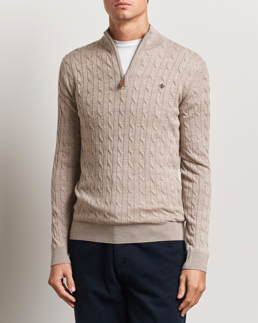 Homme | Pulls Et Tricots | Morris | Merino Cable Half Zip Khaki