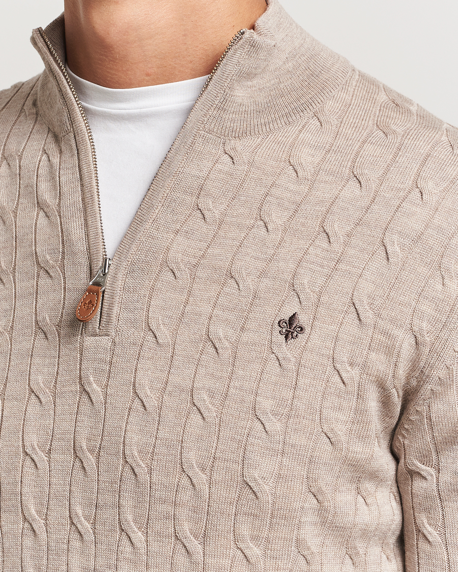 Homme | Pulls Et Tricots | Morris | Merino Cable Half Zip Khaki