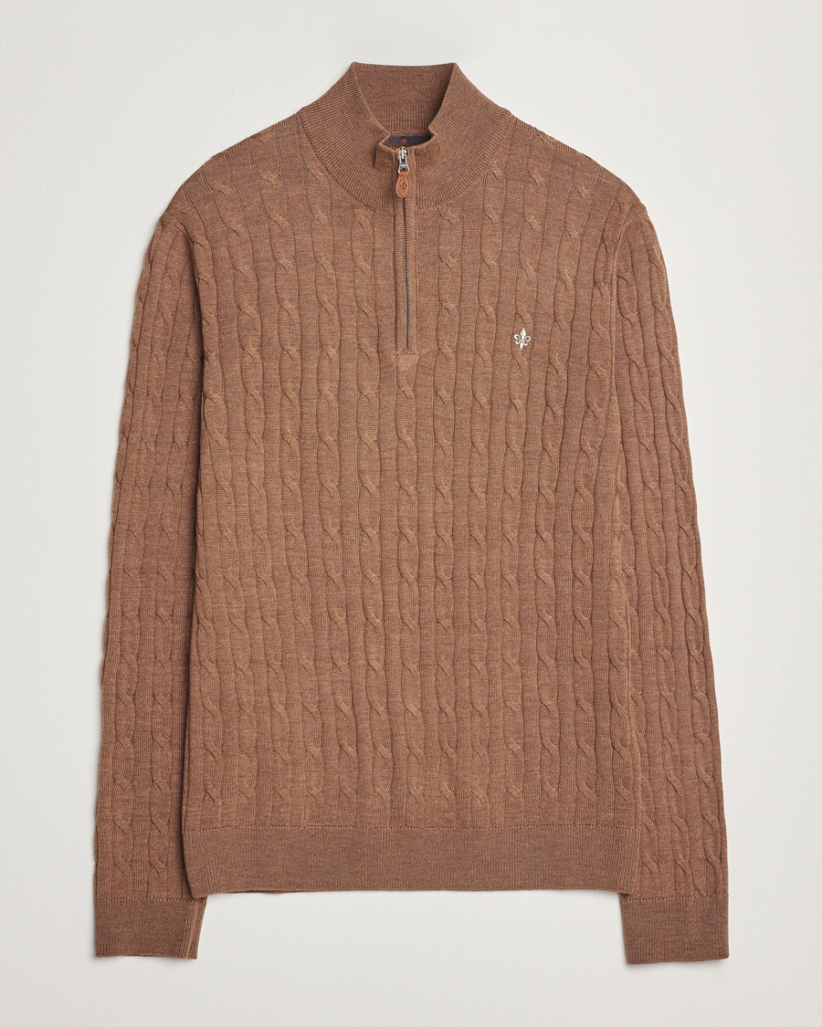 Homme | Pulls Et Tricots | Morris | Merino Cable Half Zip Camel