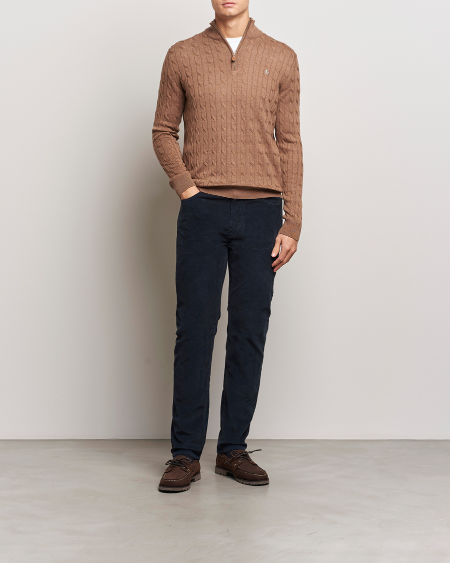 Homme | Pulls Et Tricots | Morris | Merino Cable Half Zip Camel