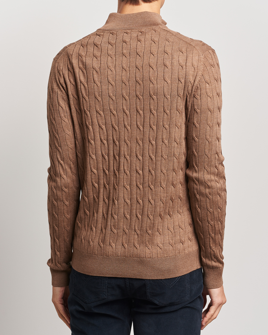 Homme | Pulls Et Tricots | Morris | Merino Cable Half Zip Camel