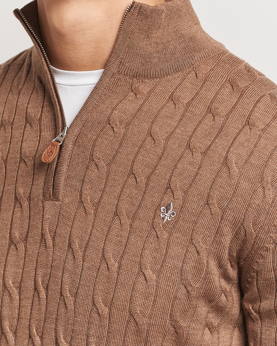 Homme | Pulls Et Tricots | Morris | Merino Cable Half Zip Camel