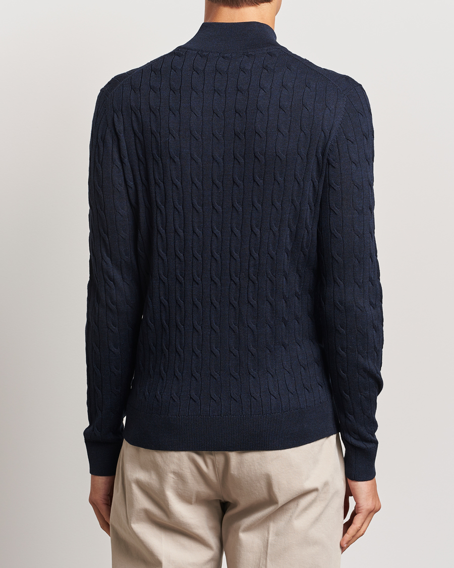 Homme | Pulls Et Tricots | Morris | Merino Cable Half Zip Navy