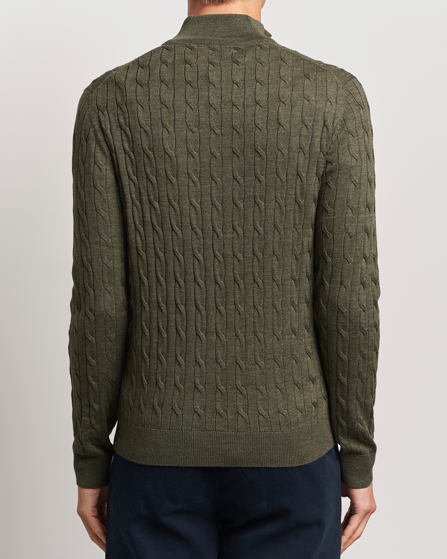 Homme | Pulls Et Tricots | Morris | Merino Cable Half Zip Olive