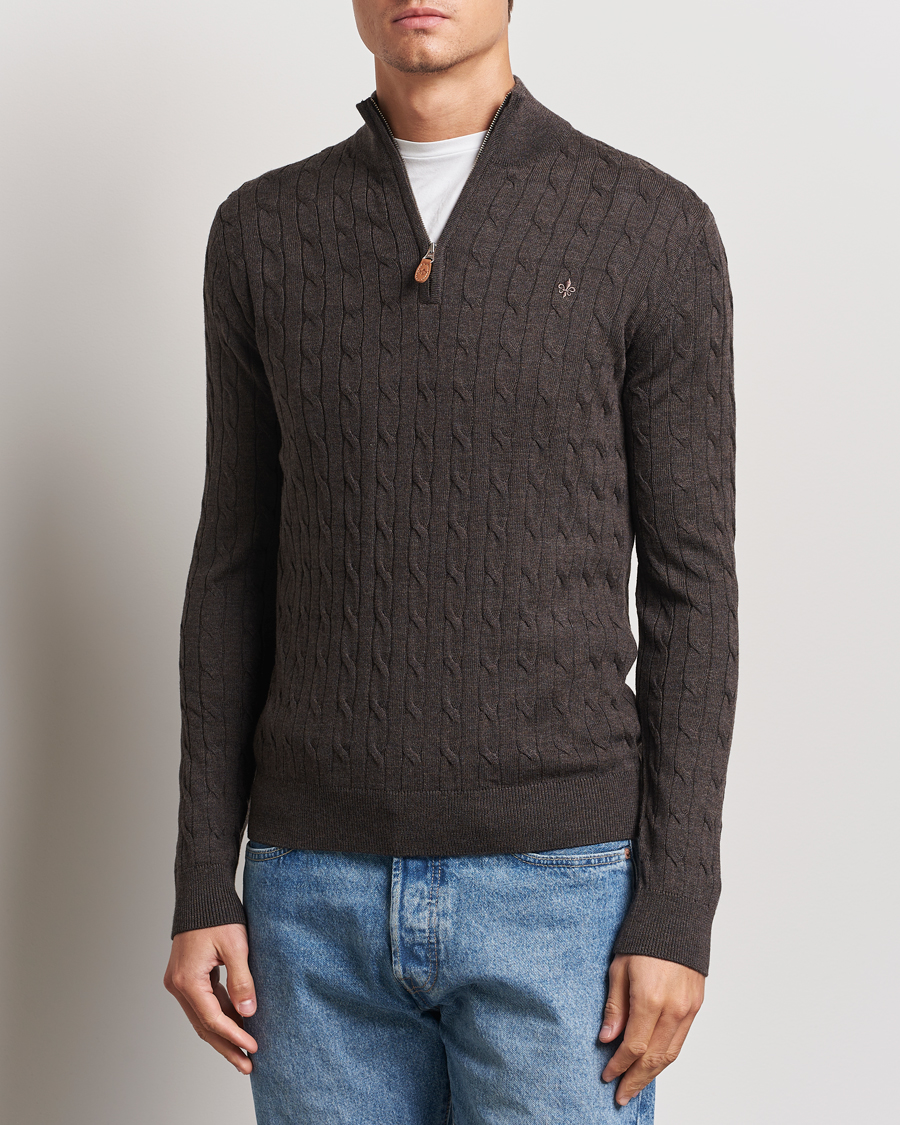 Homme | Pulls Et Tricots | Morris | Merino Cable Half Zip Brown