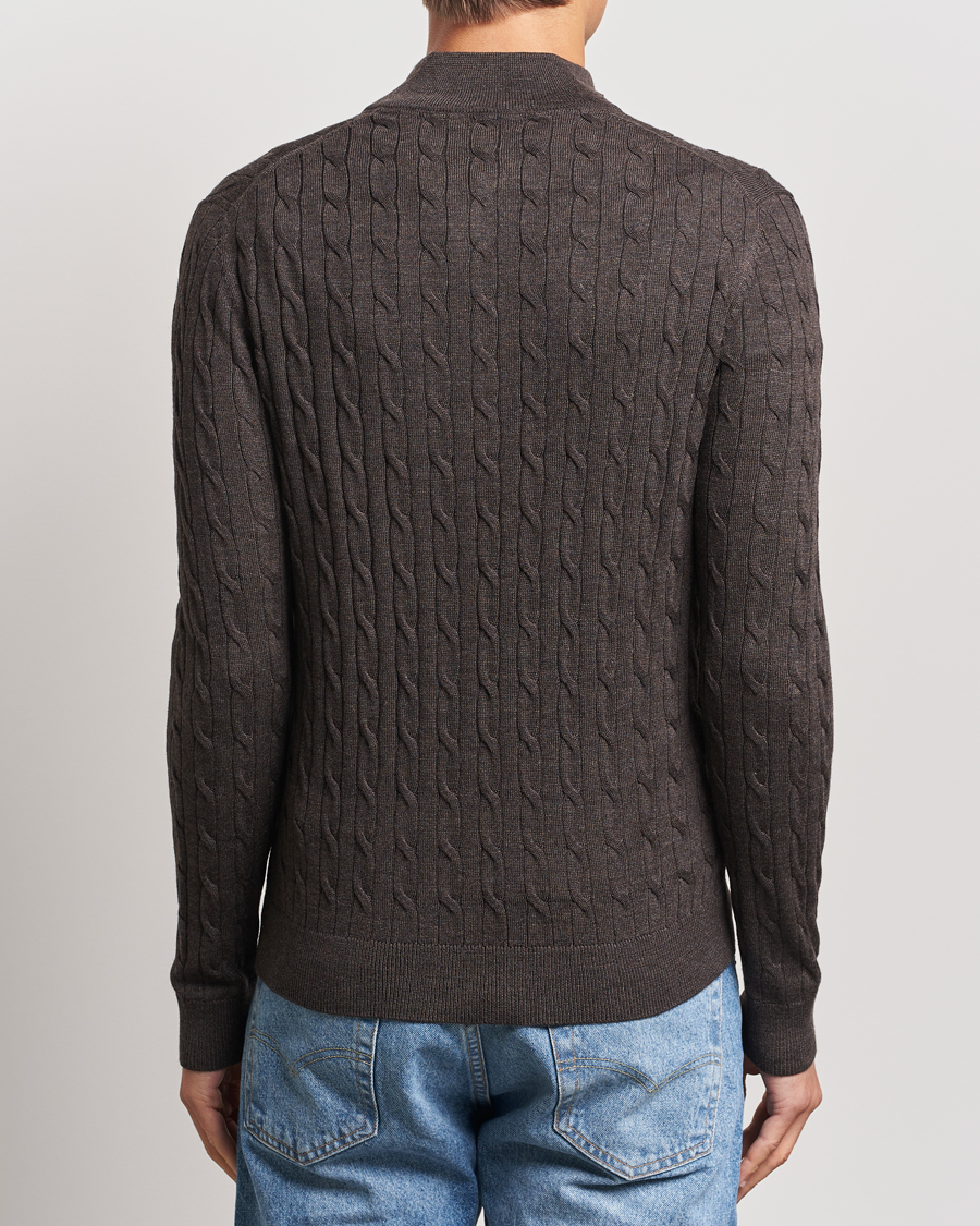 Homme | Pulls Et Tricots | Morris | Merino Cable Half Zip Brown