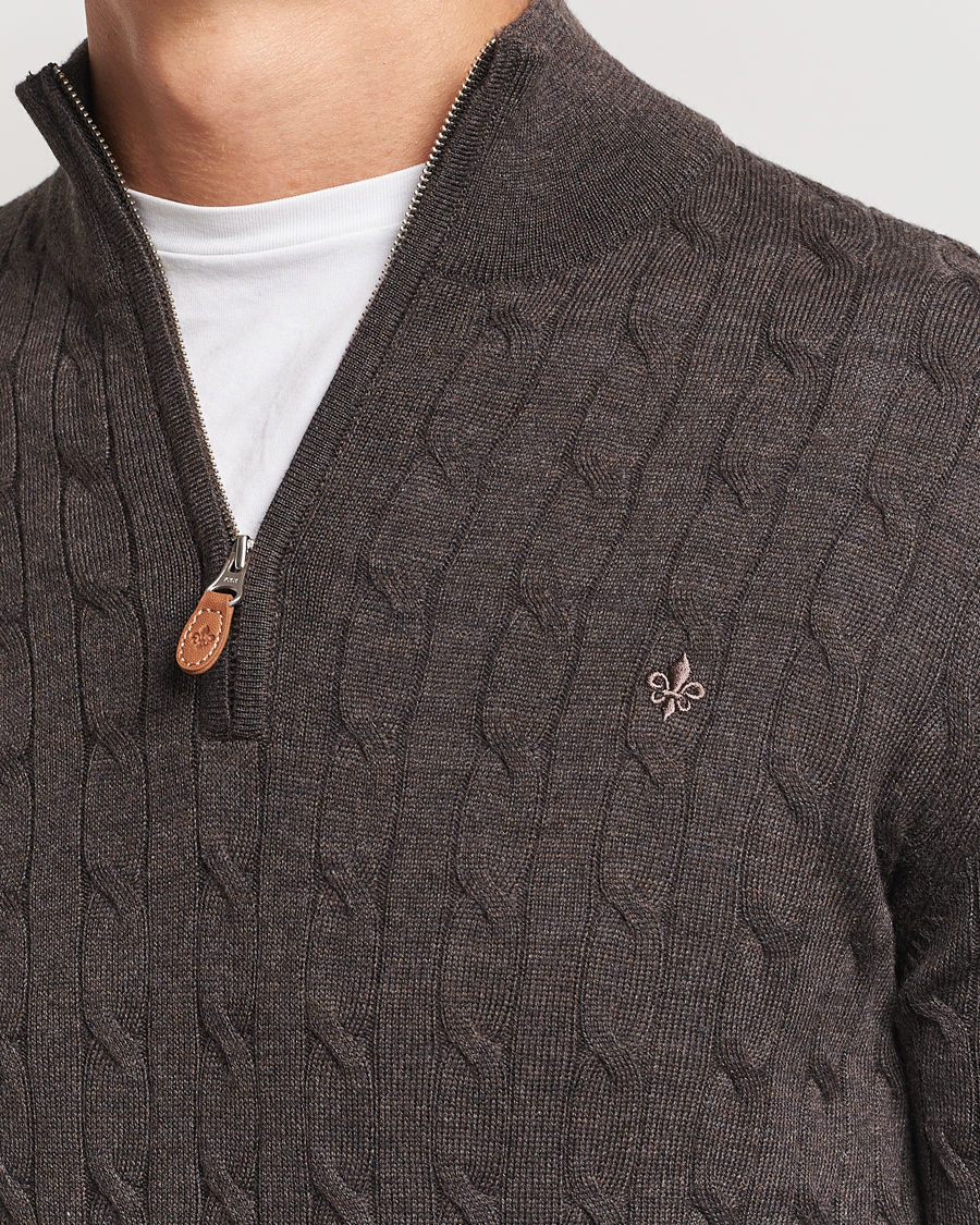 Homme | Pulls Et Tricots | Morris | Merino Cable Half Zip Brown
