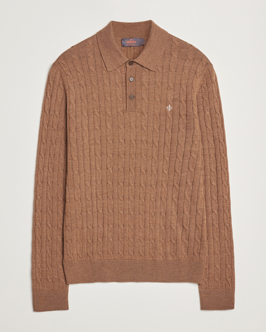 Homme | Pulls Et Tricots | Morris | Merino Cable Polo Knit Camel