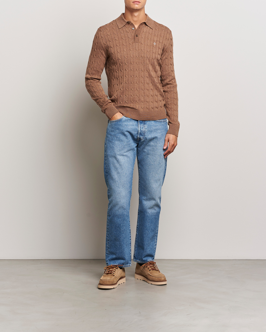 Homme | Pulls Et Tricots | Morris | Merino Cable Polo Knit Camel