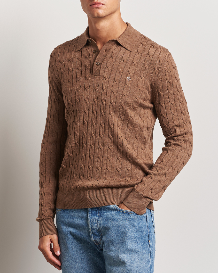Homme | Pulls Et Tricots | Morris | Merino Cable Polo Knit Camel