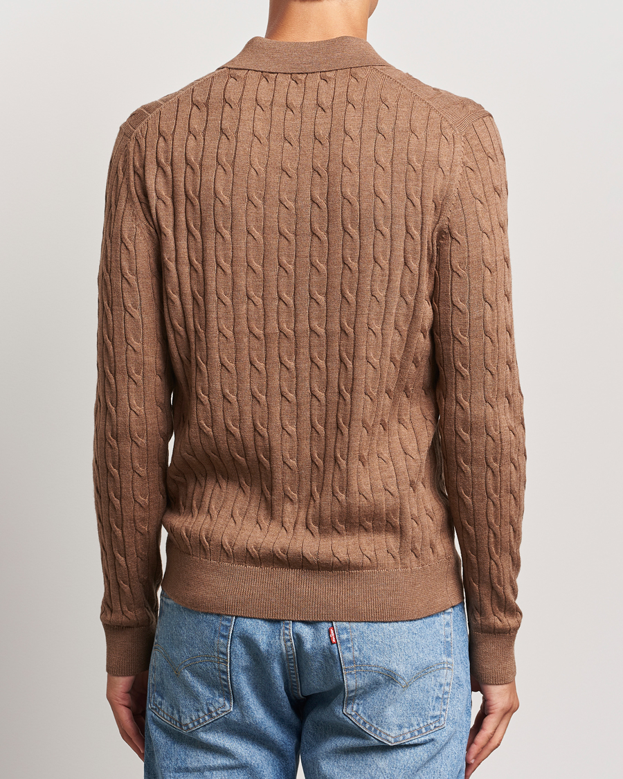 Homme | Pulls Et Tricots | Morris | Merino Cable Polo Knit Camel