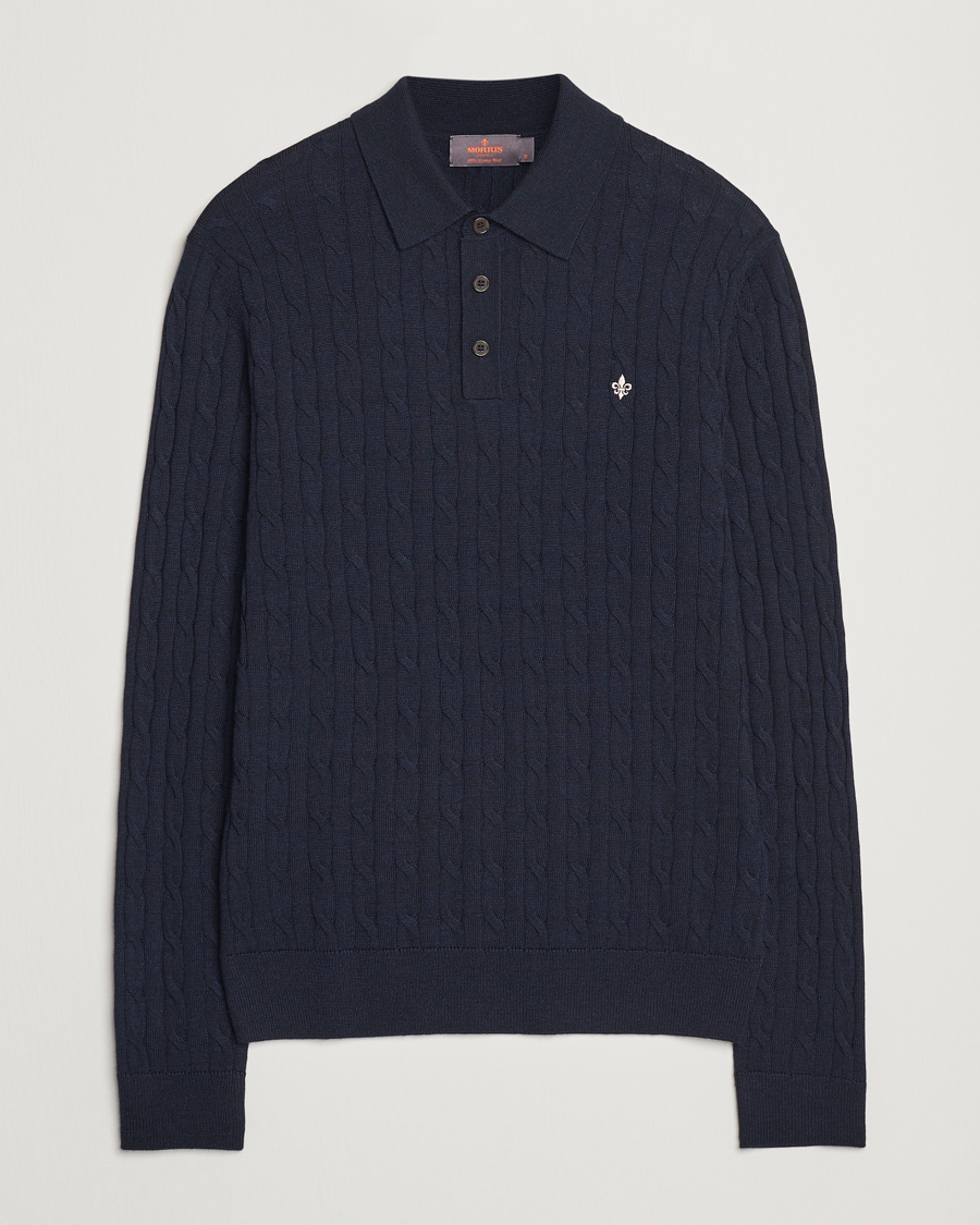 Homme | Pulls Et Tricots | Morris | Merino Cable Polo Knit Navy