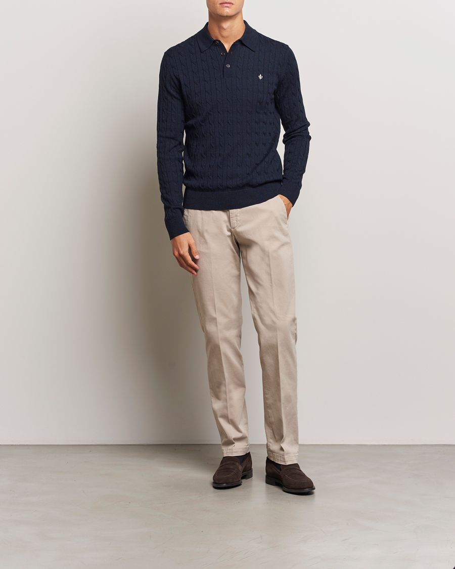 Homme | Pulls Et Tricots | Morris | Merino Cable Polo Knit Navy